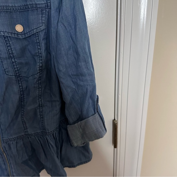 White House Black Market Denim Zip-Front Peplum Jacket Size XLP - Picture 6 of 9